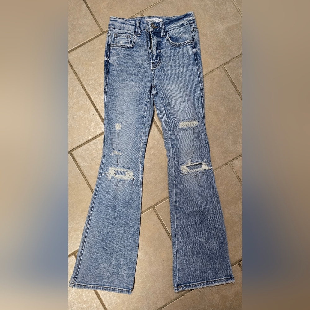 Flying Monkey Light Blue Youth Distressed Flare Jeans